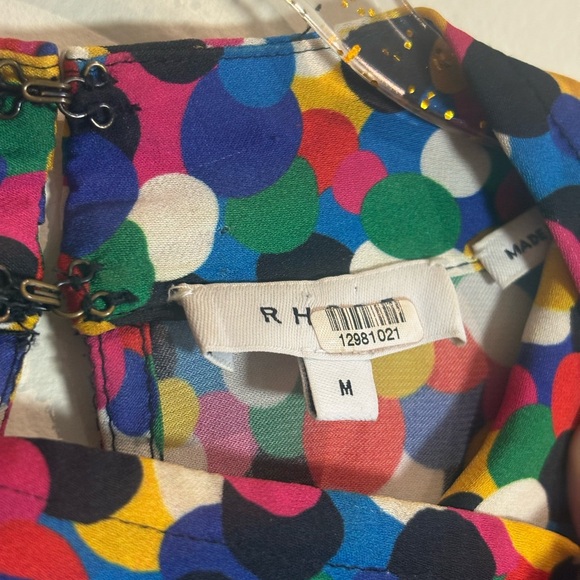 RHODE Caroline Micro Confetti Print Puff Balloon Sleeve Mini Dress Medium - Picture 7 of 11